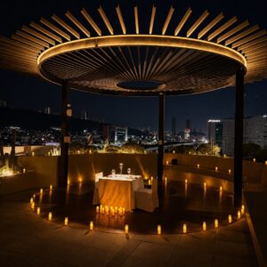 Cena romántica en terraza constitución