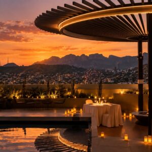 Cena romántica en terraza constitución