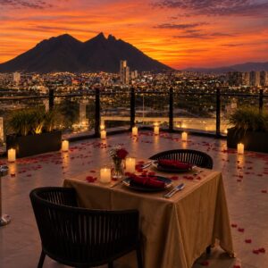 Cena romántica en terraza fundidora