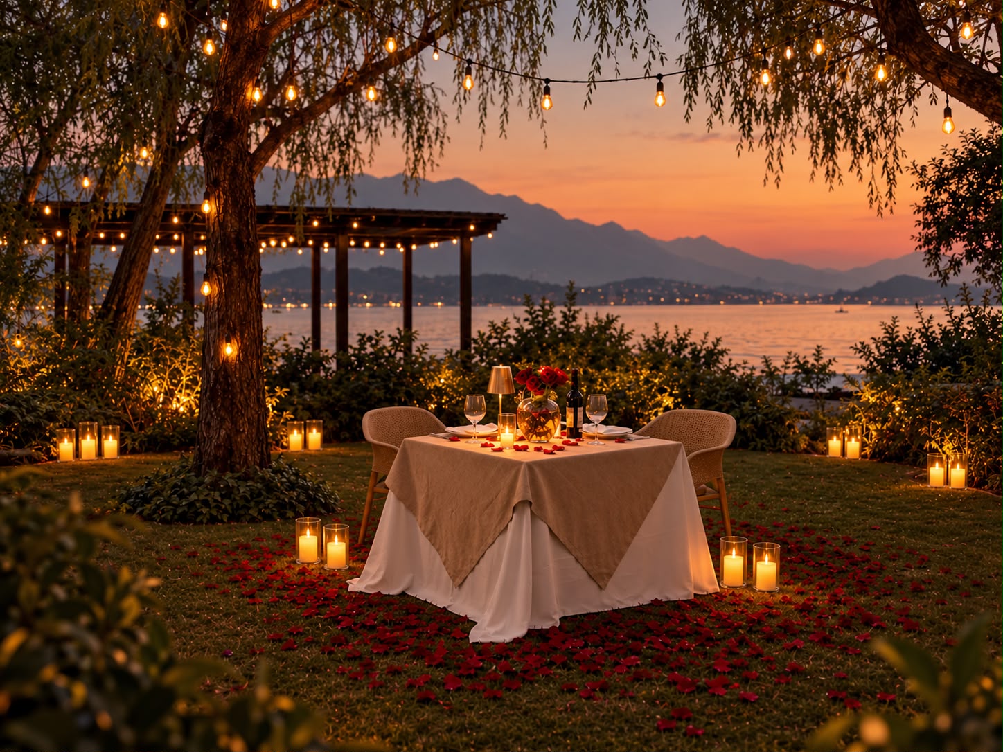 Cena romántica en Jardin lagos