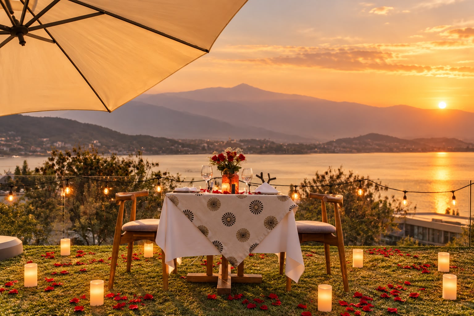 Cena romántica en Terraza lagos