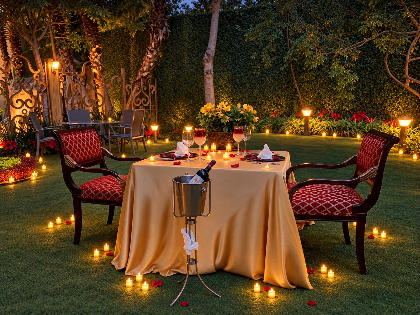 Cena romántica en Jardin en Valle Ote