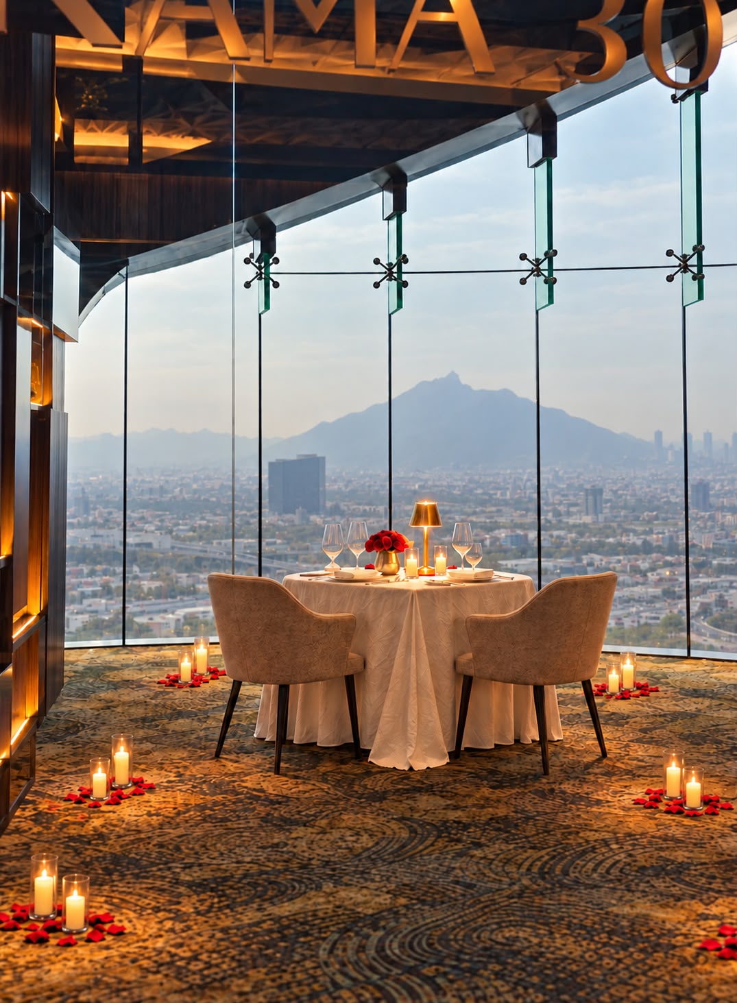 Cena romántica en panorama 30 metropolitan